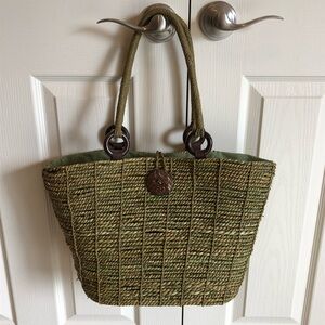 Woven Tote w/ Wood Details